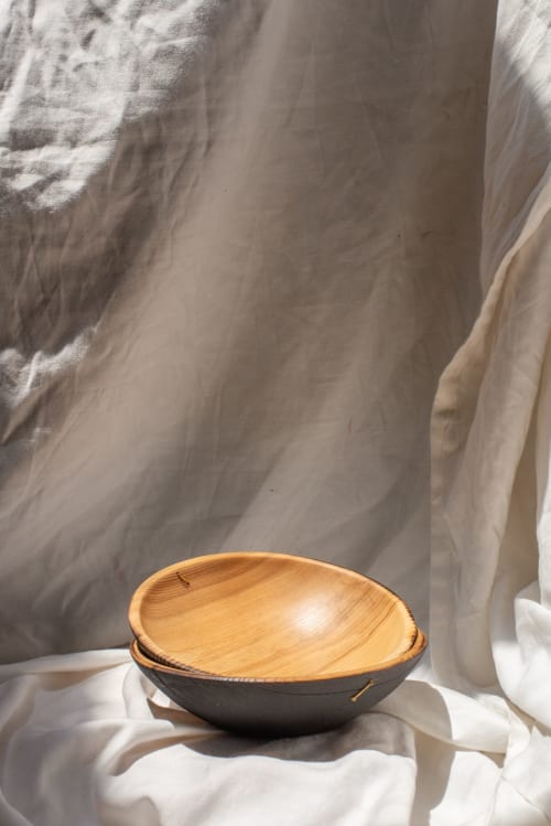 Charred Ash Wood Bowl Set | Serving Bowl in Serveware by Andrew J Studios