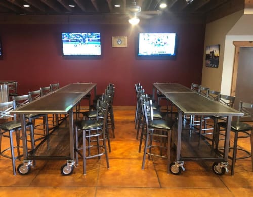 Large Rolling High Top Tables | Tables by Cannonball Metal Works | Brentwood Craft Beer and Cider in Brentwood