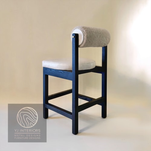 Rody Counter Stool - Sheepskin / Leather | Chairs by YJ Interiors