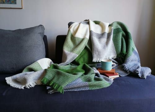 Handwoven Moss Throw | Linens & Bedding by Rhian Wyman Design