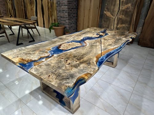 Ocean Resin Pattern Special Dark Poplar Table | Tables by Gül Natural Furniture