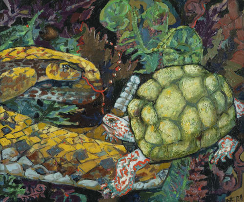 The Snake and the Turtle | Oil And Acrylic Painting in Paintings by Gretta McCall