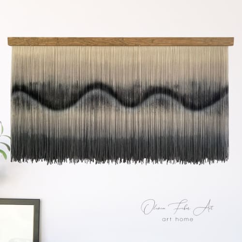 Wool graffiti grey wall hanging -Zorke 38 | Wall Hangings by Olivia Fiber Art