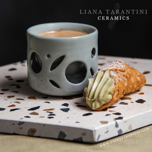 Double Wall Ceramic Espresso Mug 5oz. - Sage Series | Cups by Liana Tarantini Sculpture & Design