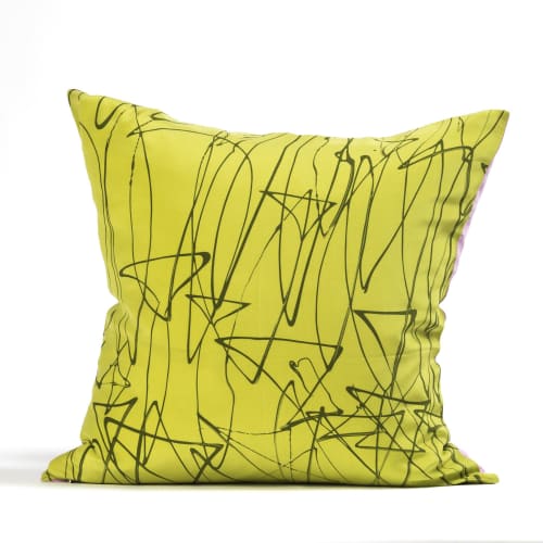 Double "Rectangles" screen-printed 100% silk cushion cover | Pillows by Natalia Lumbreras