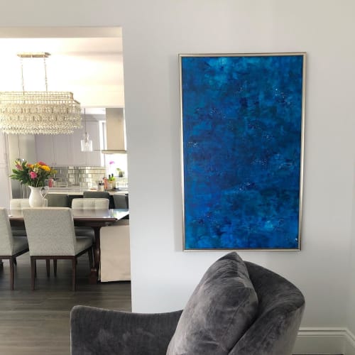 Private home with transitional interiors | Paintings by Kim Hernandez Fine Art