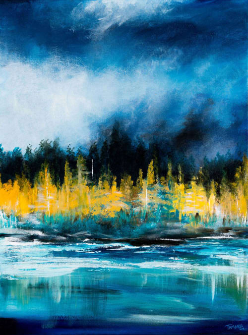 Tamarack Trees With Frozen Lake 18 Beaches 2 By Tamara Roshka Seen At Private Residence Winnipeg Wescover