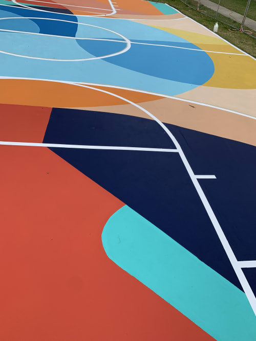 Harbor Hills Basketball Court Mural By Erin Miller Wray Seen At Lomita