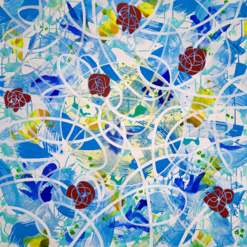 Blue (48x48x1.5) | Oil And Acrylic Painting in Paintings by Valerie Capewell