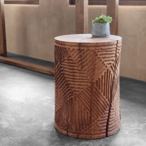 Ossian Hand Carved Log Table | Side Table in Tables by Pfeifer Studio