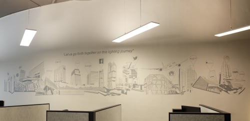 LUXSPACE Singapore office art mural | Murals by Just Sketch | Luxspace Pte. Ltd. in Singapore