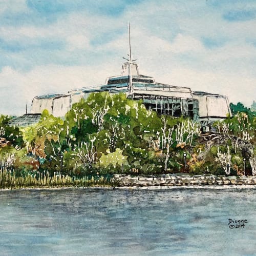 Water Tower and Science North 2 | Watercolor Painting in Paintings by Maurice Dionne FINEART