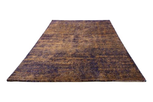 Rug & Kilim's Contemporary Textural Rug in Blue and Gold | Rugs by Rug and Kilim