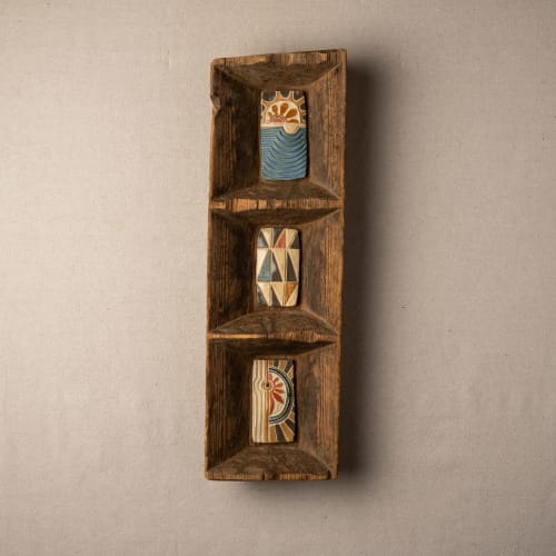 Deep Framed Ceramic and Mosaic Wall Art | Mixed Media by Clare and Romy Studio