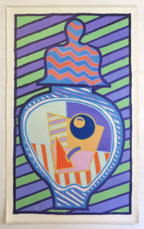 Large jar with abstract patterns | Paintings by Hikaru O