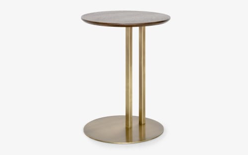 Hidden Brass Plated Metal & Oak Veneer Side C Table | Tables by LAGU