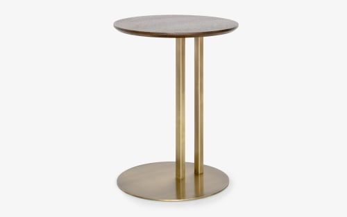 Hidden Brass Plated Metal & Oak Veneer Side C Table | Side Table in Tables by LAGU