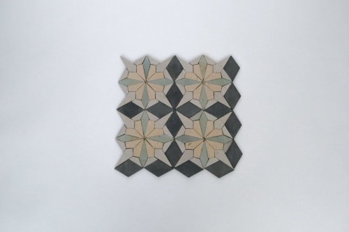 Raven Black & Sand Yellow Flower Mosaic Tile | Tiles by Mosaics.co