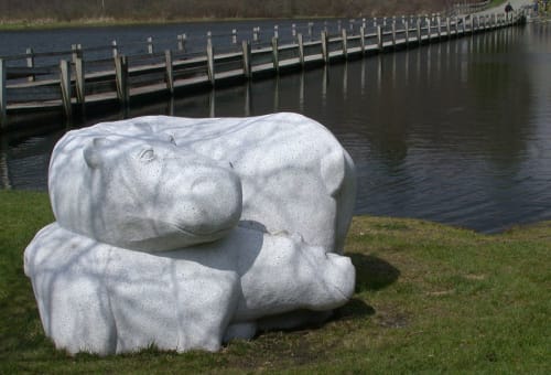 Father and Son | Public Sculptures by Jim Sardonis | Brookfield Floating Bridge in Brookfield
