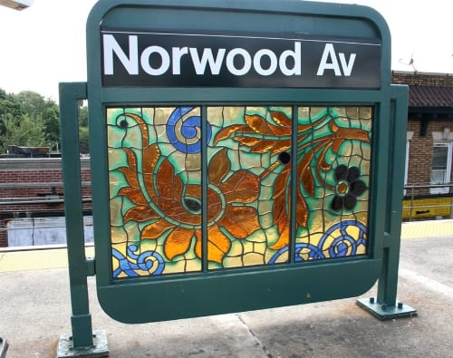 Culture Swirl MTA public art commission for Norwood Subway Station, Brooklyn New York | Public Mosaics by Margaret Lanzetta | 205 Street Station in The Bronx