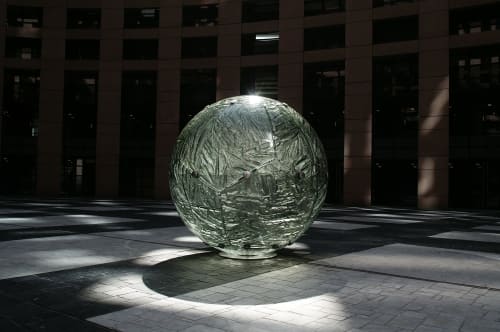 United Earth Glass Sculpture | Public Sculptures by ARCHIGLASS by Urbanowicz | Parlement européen in Strasbourg