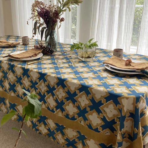 Tablecloth | Hopi Blue | Linens & Bedding by ichcha