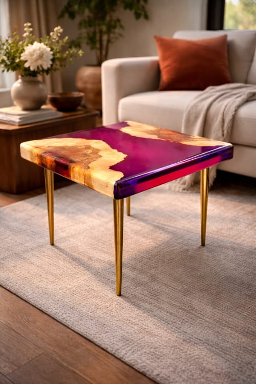 Aurora Maple Burl Resin Accent Table | Coffee Table in Tables by DapperwoodSF