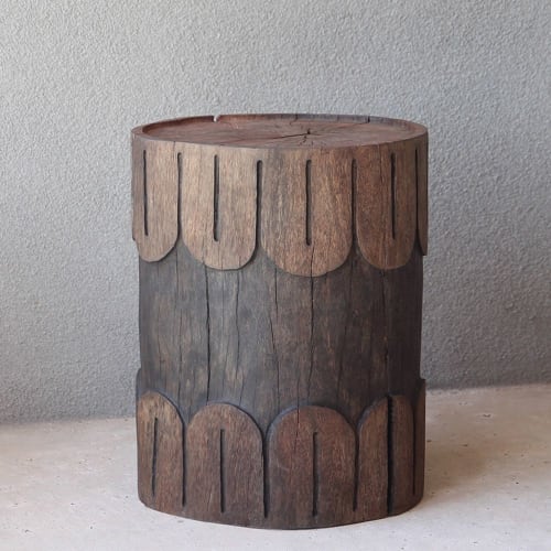 Bisous Hand Carved Log Table | End Table in Tables by Pfeifer Studio