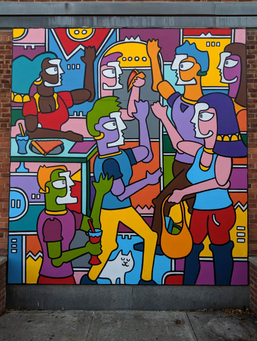 The Cafe | Street Murals by Rob Anderson | Blaze Pizza in Queens