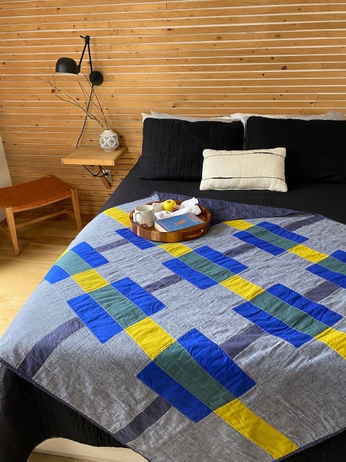 Warp & Weft Quilt - Denim Blue - Hemp, Organic Cotton | Linens & Bedding by Studio Prismatic