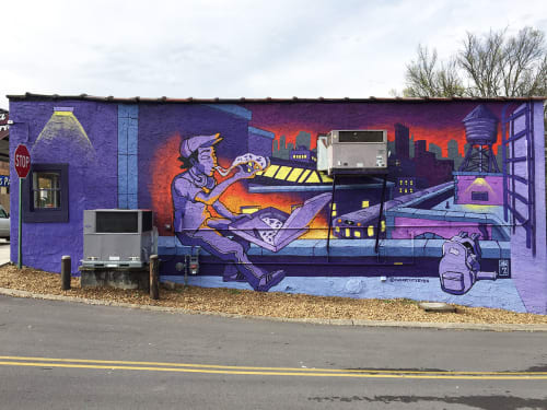 Pizza Bros. Mural | Murals by The Artist SEVEN | Pizza Bros in Chattanooga