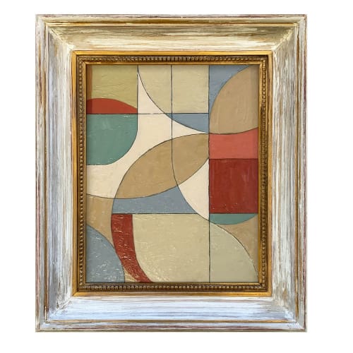 Mid-Century Modern Abstract Painting in Vintage Frame | Oil And Acrylic Painting in Paintings by Suzanne Nicoll Studio