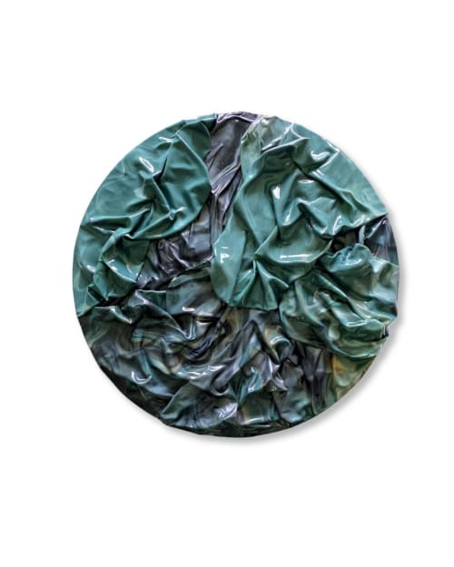 Echo - Round Sculptural Abstract Painting | Oil And Acrylic Painting in Paintings by Shelly Floyd