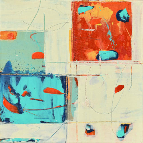 Interspace - Abstract Art - 8 x 8 IN / 20 x 20 CM | Oil And Acrylic Painting in Paintings by Cynthia Ligeros
