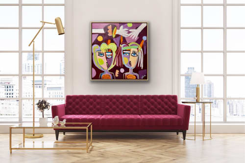 "Playdate" Original Abstract Face Painting by Aleea Jaques | Paintings by Aleea Jaques - Aleea Art Studio