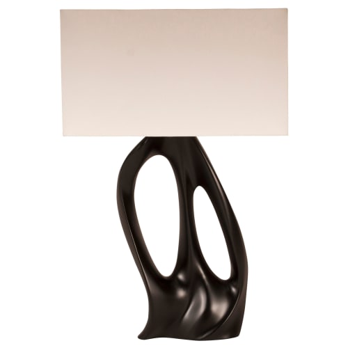 Amorph Vesta Table Lamp, Black Glossy Lacquer w/ Ivory Silk | Lamps by Amorph