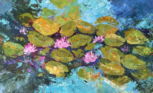 Waterlilies - Acrylic Painting on Canvas | Oil And Acrylic Painting in Paintings by Filomena Booth Fine Art