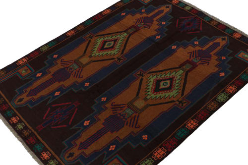 Rug & Kilim's Baluch Kohistani Rug in Rust with Geometric | Rugs by Rug and Kilim