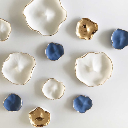 Wall Installation White, Royal Blue, Gold | Wall Sculpture in Wall Hangings by Maap Studio