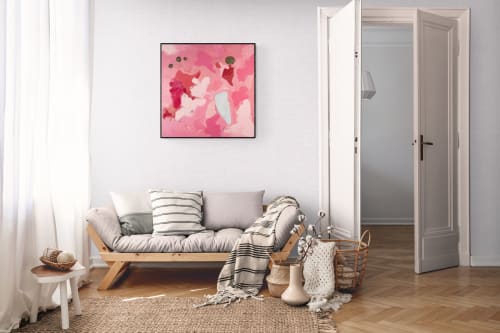Play #12 — Pink Abstract Oil on Canvas (30×30 in) | Oil And Acrylic Painting in Paintings by Vincent Salvati – Contemporary Abstract Painter | NJ`