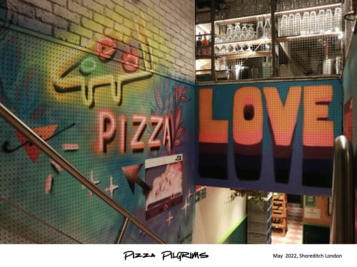 Graffiti Mural for Pizza Pilgrims by Mairanny Batista | Street Murals by Mairanny Batista | Shoreditch Town Hall in London