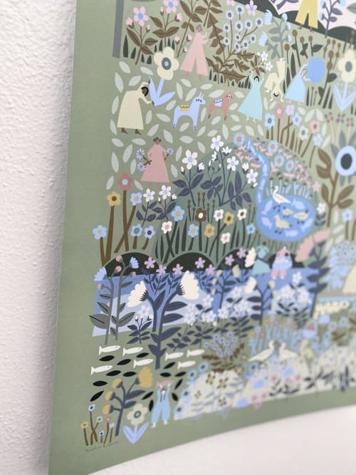 Nature Keepers Green Print | Drawings by Leah Duncan