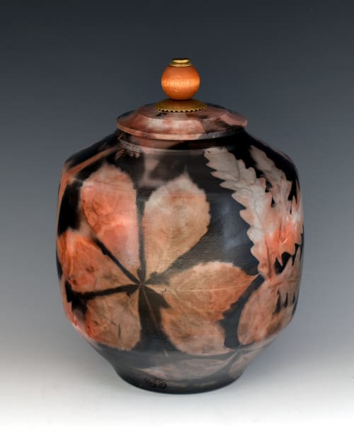 Stoneware vessel urn b 308 sagger raku fired 120 cubic inche | Vases & Vessels by Ron Mello Studio Art
