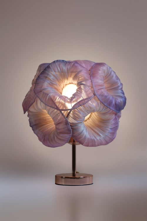 Modern Fabric Table Handpainted Lamp Anemone by Studio Mirei | Table Lamp in Lamps by Costantini Design