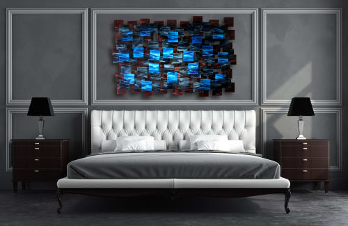 "Electric" Glass and Metal Wall Art Sculpture | Wall Sculpture in Wall Hangings by Karo Studios
