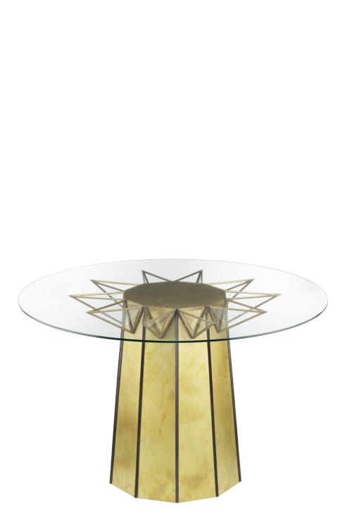 Circus glass table with brass structure | Tables by Bronzetto