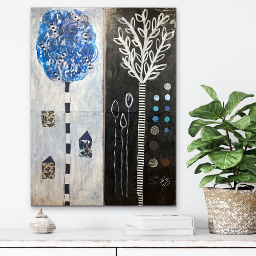 Tree of Life Series: White Snow in Winter | Mixed Media by Pam (Pamela) Smilow