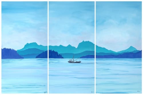 Heading Home in the Salish Sea | Oil And Acrylic Painting in Paintings by Peter N Van Giesen | DoubleTree by Hilton Hotel & Suites Victoria in Victoria