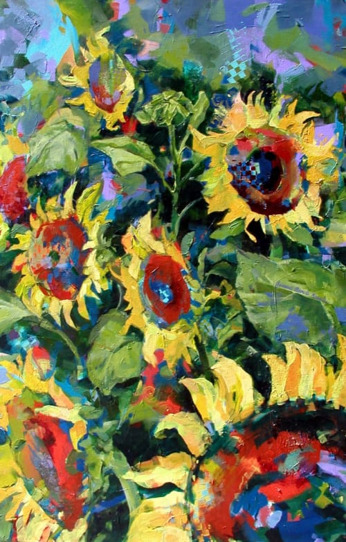 Lauren's Sunflowers and Here's to the Sisters | Paintings by Joanne Beaule Ruggles