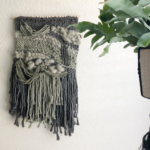 Woven Wall Hanging, tapestry, wall art, fiber art, green, ne | Wall Hangings by Mpwovenn by Mindy Pantuso